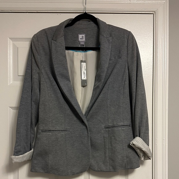 jcpenney Jackets & Blazers - JCP Striped Cuff Boyfriend Blazer in Charcoal Grey (L) #BusinessCasual